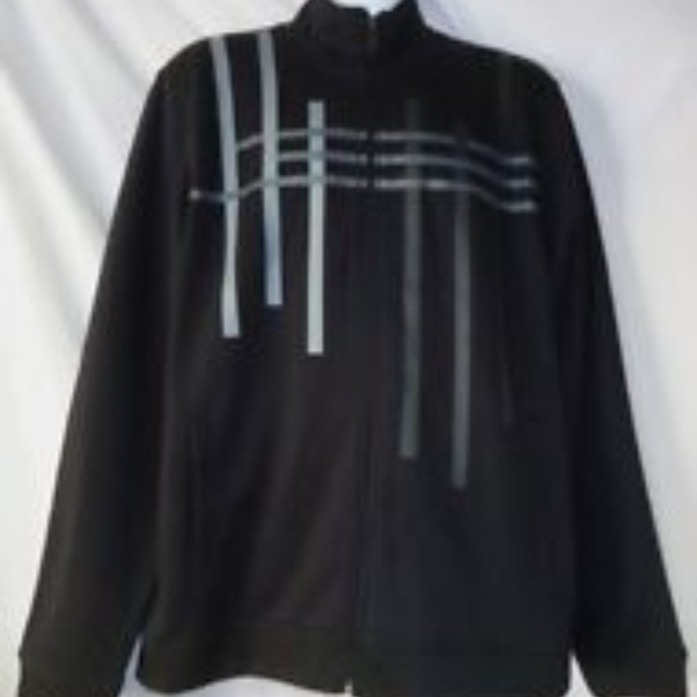 Men's Black Warm Up Jacket XL NWT Alfani Cross Stripe